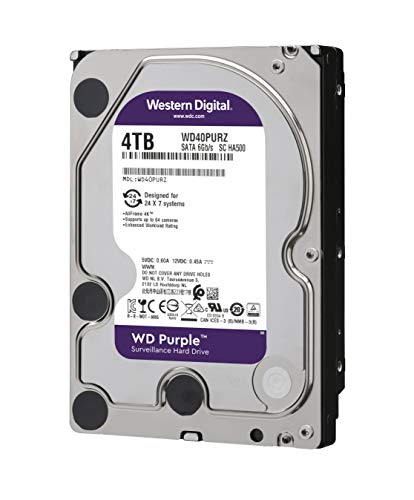 Western Digital 4TB WD Purple Surveillance Internal Hard Drive HDD - SATA 6 Gb/s, 64 MB Cache, 3.5" - WD40PURZ