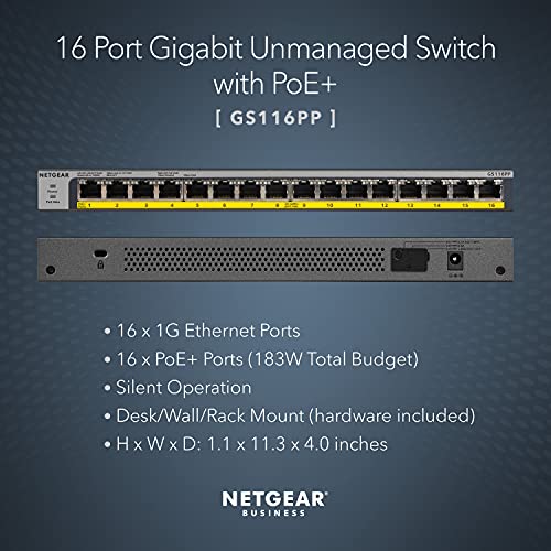 Gigabit Ethernet Unmanaged PoE Switch 16 port