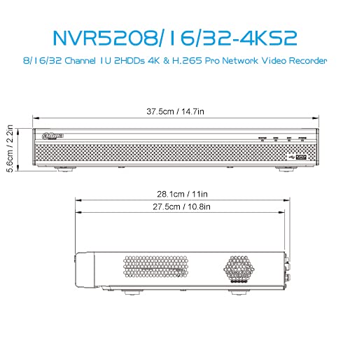 EmpireTech Smart AI NVR 16 Channel 1U 4K&H.265 None POE Version Pro Network Video Recorder Max 320Mbps Incoming Bandwidth Support SMD+,NVR5216-4KS2